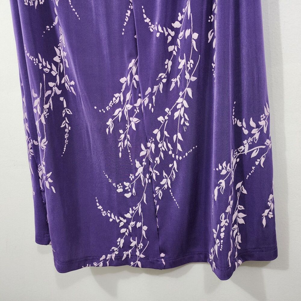 Citiknits Purple Floral Slinky Textured Midi Skirt Stretch Plus 2X Whimsygoth - Picture 10 of 10